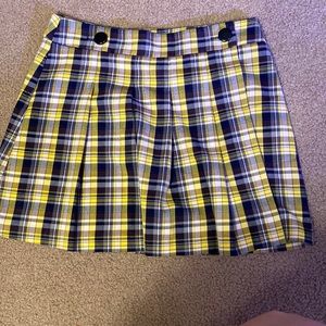 Topshop Yellow and Blue Plaid Mini Skirt